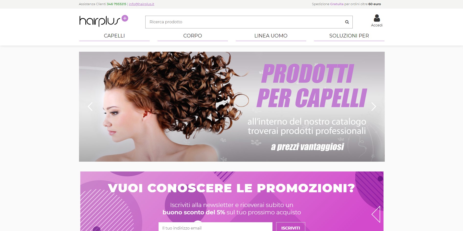 immagine di preview realizzazione ecommerce hairplus.it creato da JOOMLART